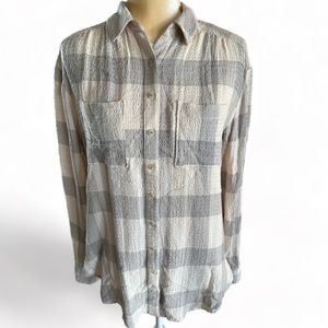 Anthropologie Pilcro Long Sleeve Gauzy Button Front Oversized Shirt Size XSmall